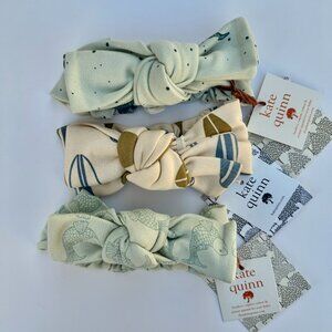 Kate Quinn Head Bow Set | Cotton, 3-Pack | Seafoam & Cream Patterns | 0–6M (S)